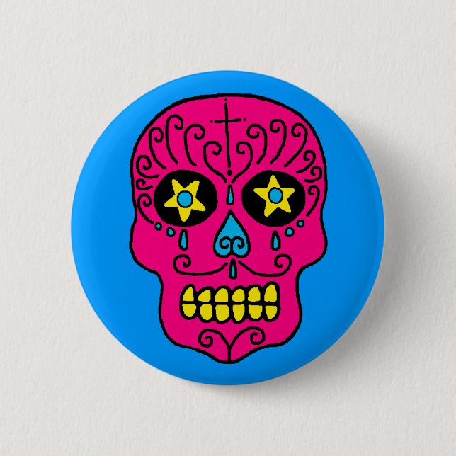 Sugar Skull 2 Inch Round Button (Front)