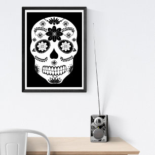Sugar Skull 2 Poster noir et blanc