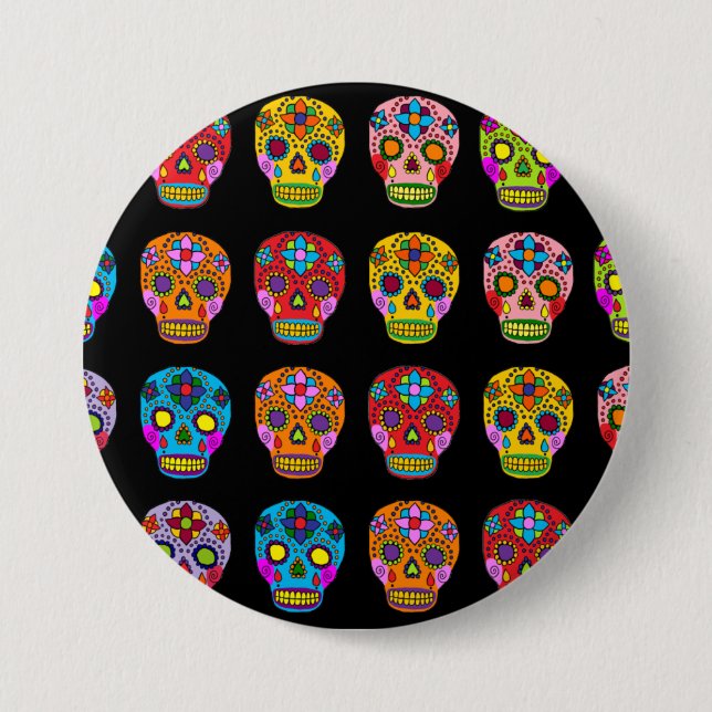 Sugar Skull 3 Inch Round Button (Front)