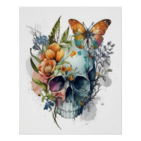 Sugar Skull and Wildflowers Wall Art
