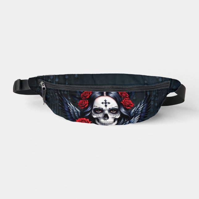 Sugar Skull Angel with Roses.  Fanny Pack (Front)