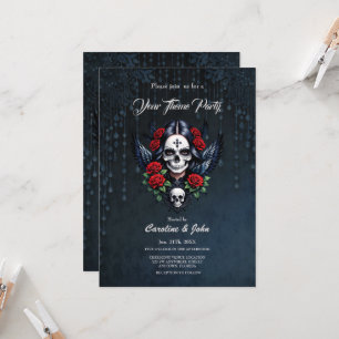Sugar Skull Angel with Roses. Invitation