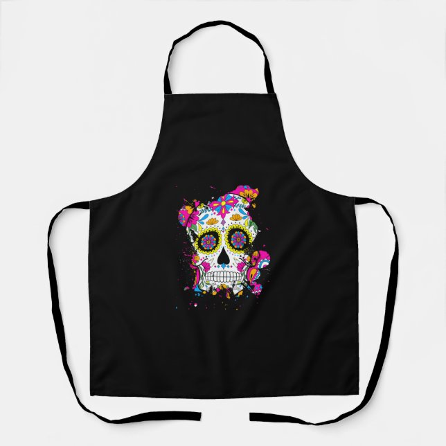 Sugar Skull Art Apron (Front)