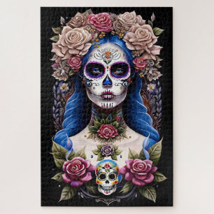 Sugar Skull Art -  Blossoming Beauty Jigsaw Puzzle