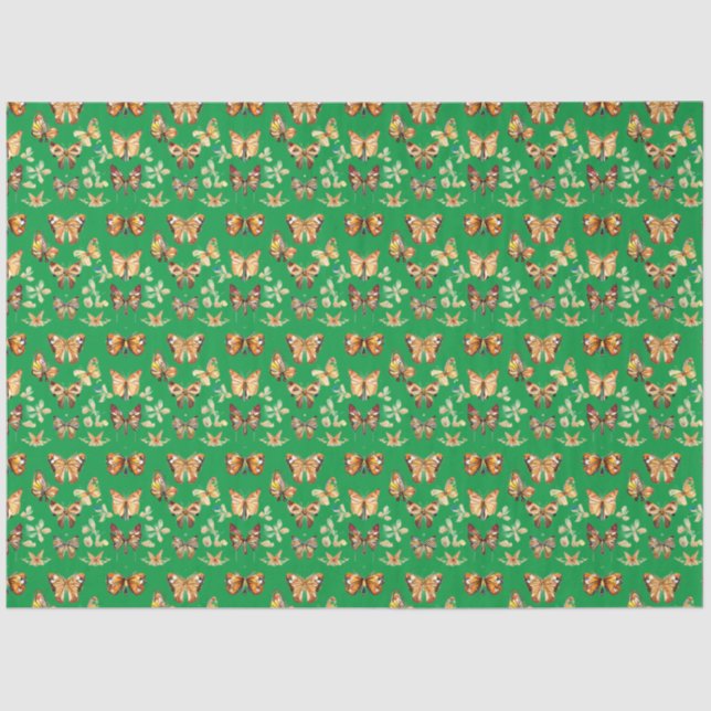 Sugar Skull Art - Butterfly Pattern (Green) Tissue Paper (Front)