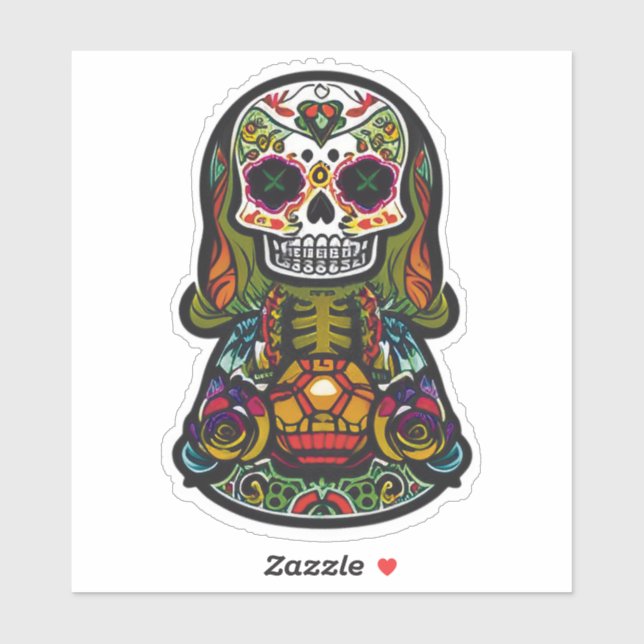 Sugar Skull Art - Candle-Lit Female Skeleton (Sheet)