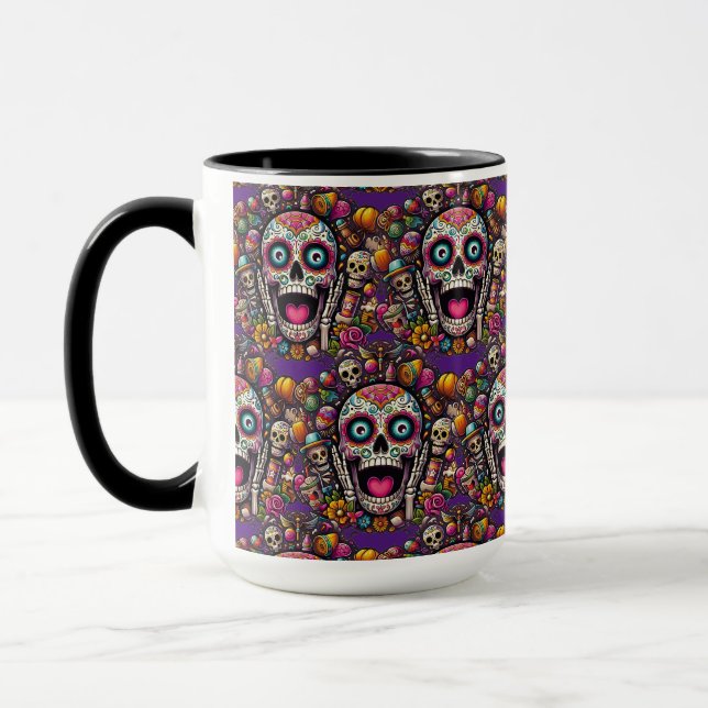 Sugar Skull Art - Candy Skull Surprise Mug (Left)
