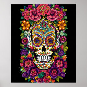 Sugar Skull Art - Colorful Dia de los Muertos Poster