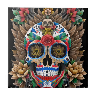 Sugar Skull Art - Colorful Remembrance Tile