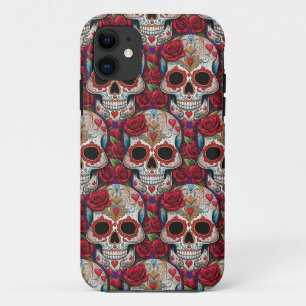 Sugar Skull Art - Colourful Dia de los Muertos iPhone 11 Case