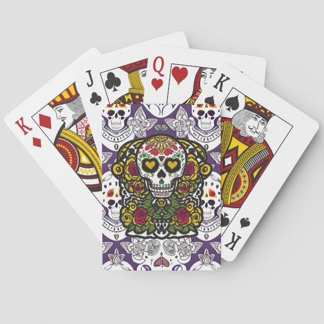 Sugar Skull Art - Day of the Dead Altar Playing Cards (Back)