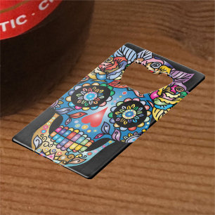 Sugar Skull Art, Day of the Dead Credit Card Bottle Opener