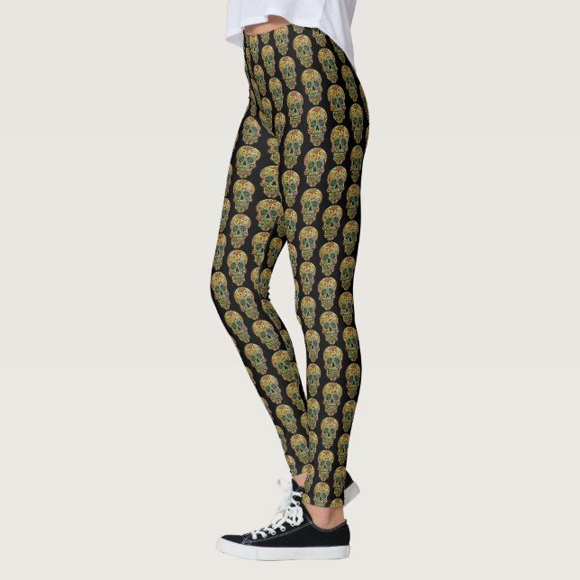 Sugar Skull Art, Day of the Dead Leggings (Left)