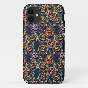 Sugar Skull Art - Day of the Dead Lightning iPhone 11 Case