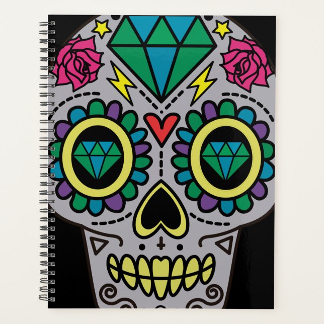 Sugar Skull Art, Day of the Dead Planner (Front)
