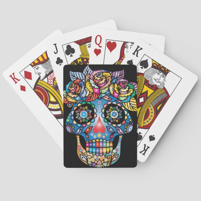 Sugar Skull Art, Day of the Dead Playing Cards (Back)