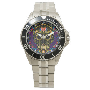 Sugar Skull Art - Dia De Los Muertos Watch