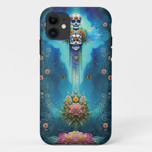 Sugar Skull Art-Festive Spirit Dia de los Muertos iPhone 11 Case