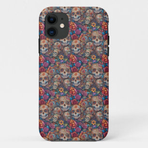 Sugar Skull Art - Intricate Day of the Dead iPhone 11 Case
