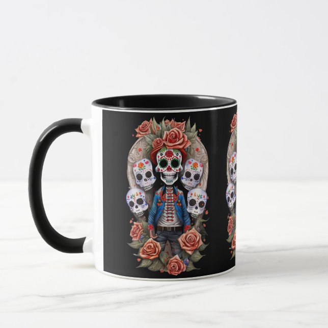 Sugar Skull Art - Man Standing in Arch Mug (Left)
