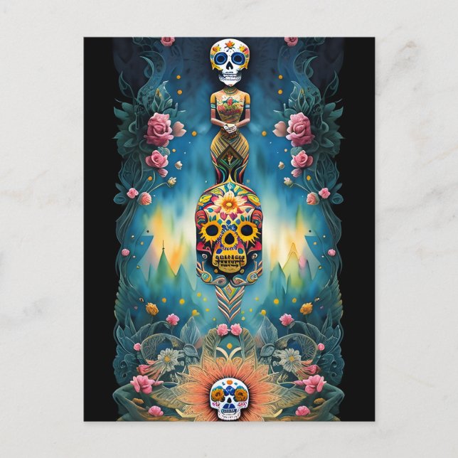 Sugar Skull Art - Mexican Day of the Dead: Postcard (Front)