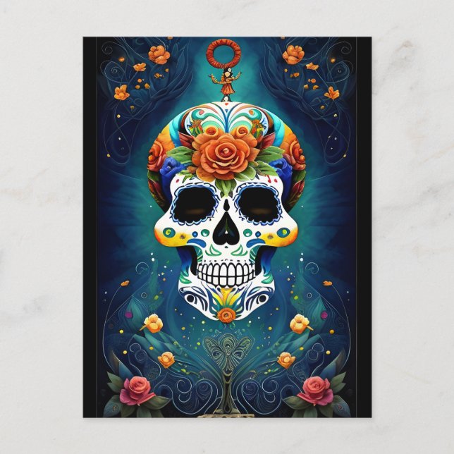 Sugar Skull Art - Mexican Magic Postcard (Front)