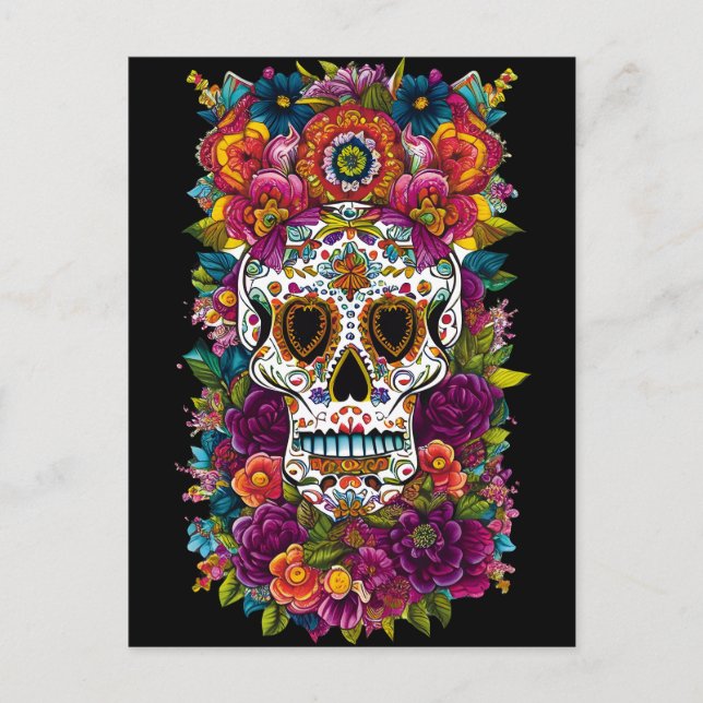 Sugar Skull Art - Mexico's Day of the Dead Postcard (Front)