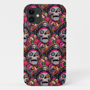 Sugar Skull Art - Swashbuckling Pirate Skull iPhone 11 Case