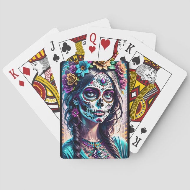 Sugar Skull Art -  Urban Elegance Playing Cards (Back)