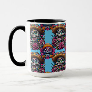 Sugar Skull Art - Vibrant Day of the Dead (Sky) Mug
