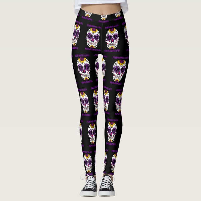 Sugar Skull/Awareness...Fibro Leggings (Front)