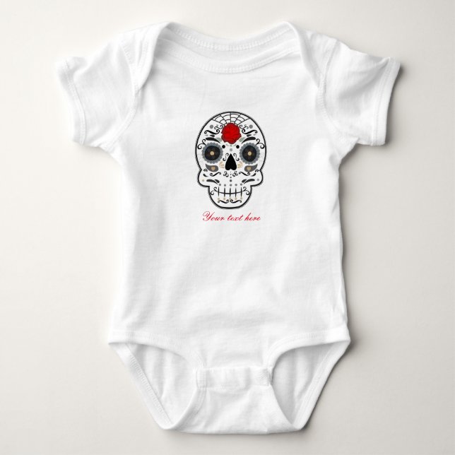 Sugar Skull Baby Personalized Custom One piece Bodysuit (Front)