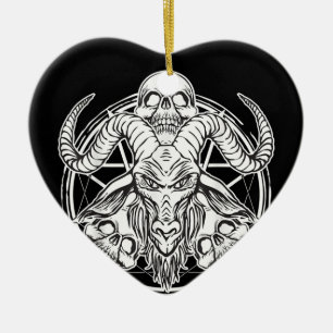 Sugar Skull Baphomet Goat Gift Ceramic Ornament
