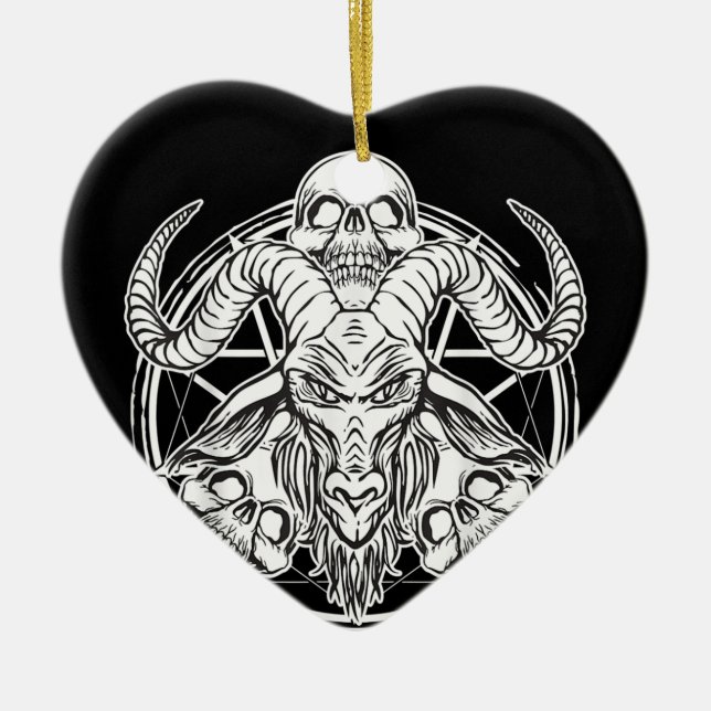 Sugar Skull Baphomet Goat Gift Ceramic Ornament (Front)