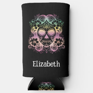 Sugar Skull Beautiful La Catrina Day of the Dead Seltzer Can Cooler