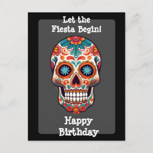 Sugar Skull Birthday Greeting Postcard