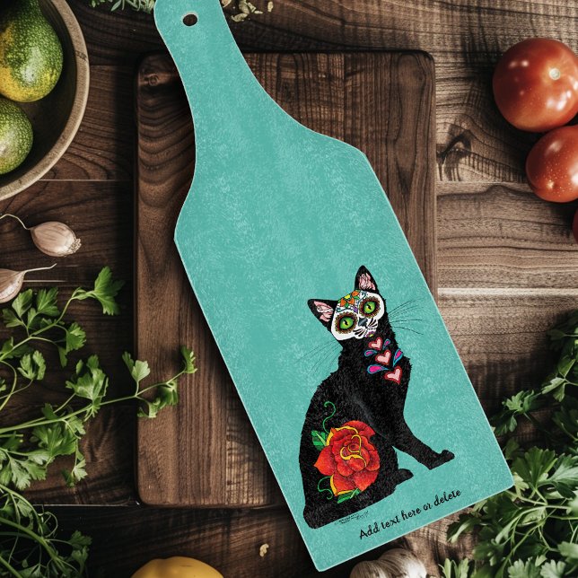 Sugar Skull Black Cat Cutting Board (Creator Uploaded)
