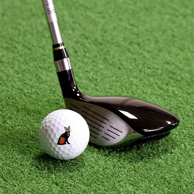Sugar Skull Black Cat Golf Balls (Creator Uploaded)