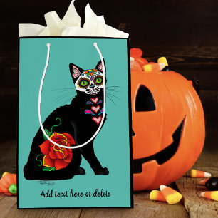 Sugar Skull Black Cat Medium Gift Bag