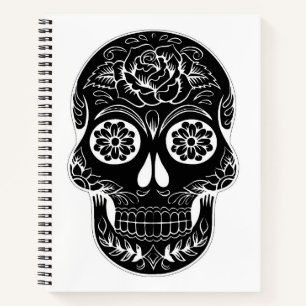 Sugar Skull Black & White Personalized Notebook