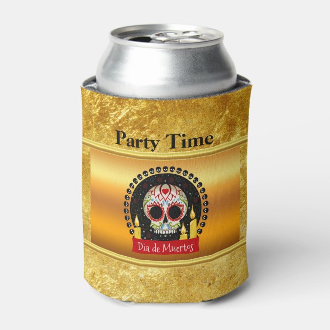 Sugar skull bloodcurdling intimidating and scary can cooler (Can Front)