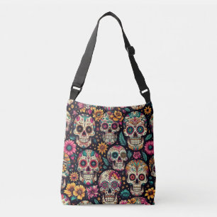 Sugar Skull Blossoms Crossbody Bag