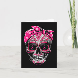Sugar Skull Breast Cancer Awareness Pink Ribbon Ca Card