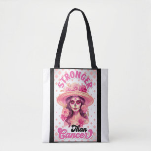 Sugar Skull Breast Cancer Awareness Tote Bag