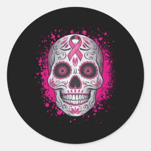 Sugar Skull Breast Cancer Shirts Awareness Pink Ri Classic Round Sticker