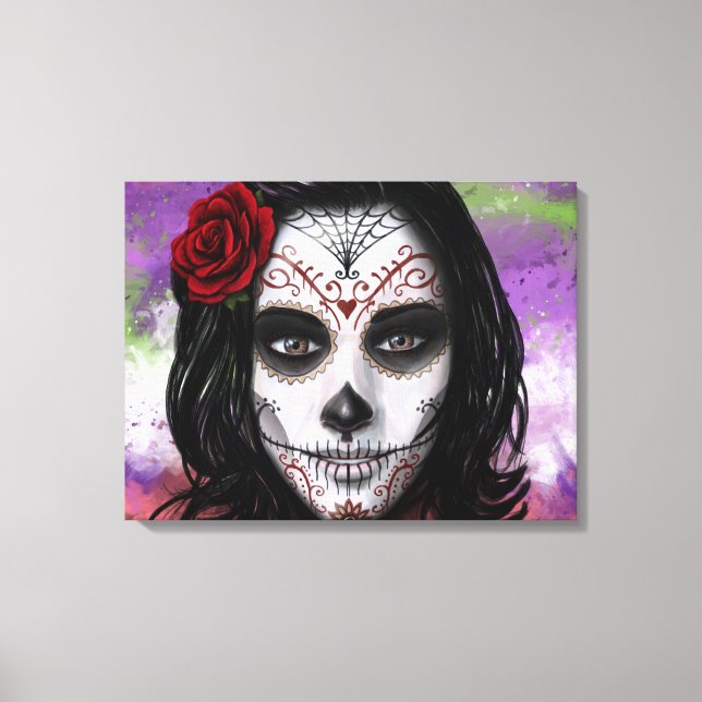 Sugar Skull - by Morgan Designs Canvas Print (Front)