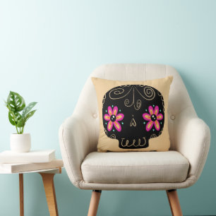 Sugar Skull Calaverita Day of the Dead Throw Pillow