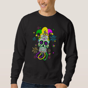 Sugar Skull Carnival Mask Jester Hat Mardi Gras Gi Sweatshirt