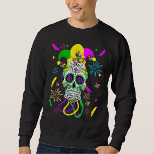 Sugar Skull Carnival Mask Jester Hat Mardi Gras Gi Sweatshirt