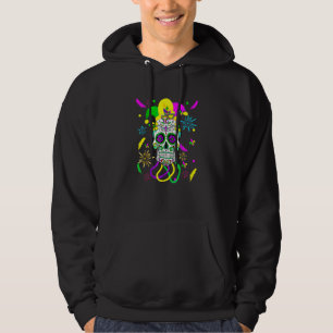 Sugar Skull Carnival Mask Jester Hat Mardi Gras S Hoodie